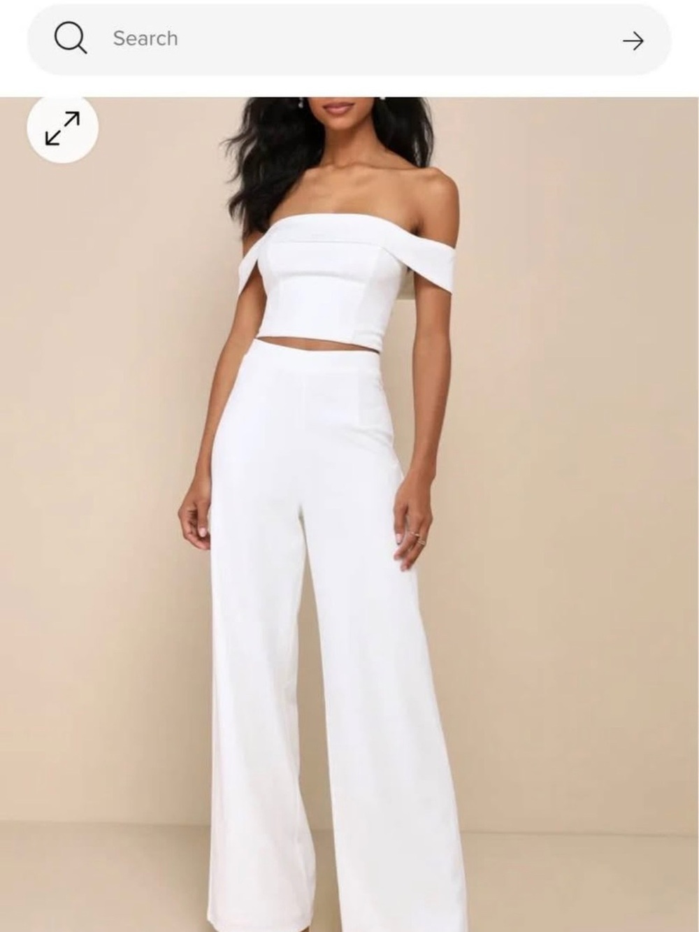 Lulu's White Off-Shoulder Straight Leg Jumpsuit